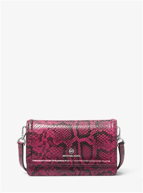 Jet Set Small Snake Embossed Leather Smartphone Crossbody 